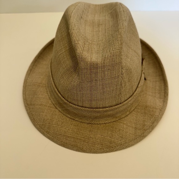 Stetson Fedora Plaid Light Brown with Feather Size 7 3/8 - Picture 2 of 8